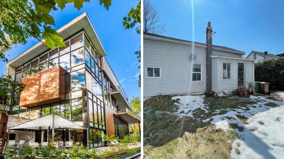 Maison \u00e0 vendre \u00e0 Saint-Bruno-de-Montarville. Droite : Maison \u00e0 vendre \u00e0 Salaberry-de-Valleyfield.