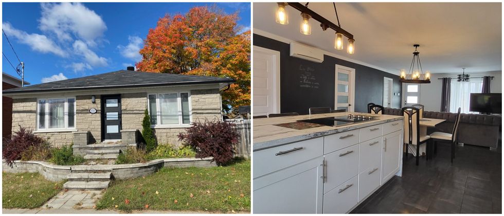 Maison \u00e0 vendre \u00e0 Trois-Rivi\u00e8res. Droite : Cuisine du 1721, rue des Prairies, Trois-Rivi\u00e8res.