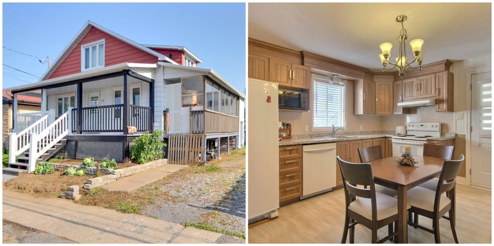 Maison \u00e0 vendre \u00e0 Trois-Rivi\u00e8res. Droite : Cuisine du 210, rue Tellier, Trois-Rivi\u00e8res.