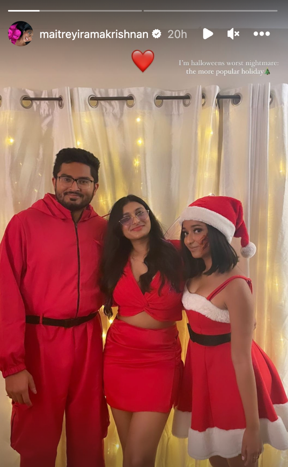 Maitreyi Ramakrishnan celebrating Halloween with her friends.