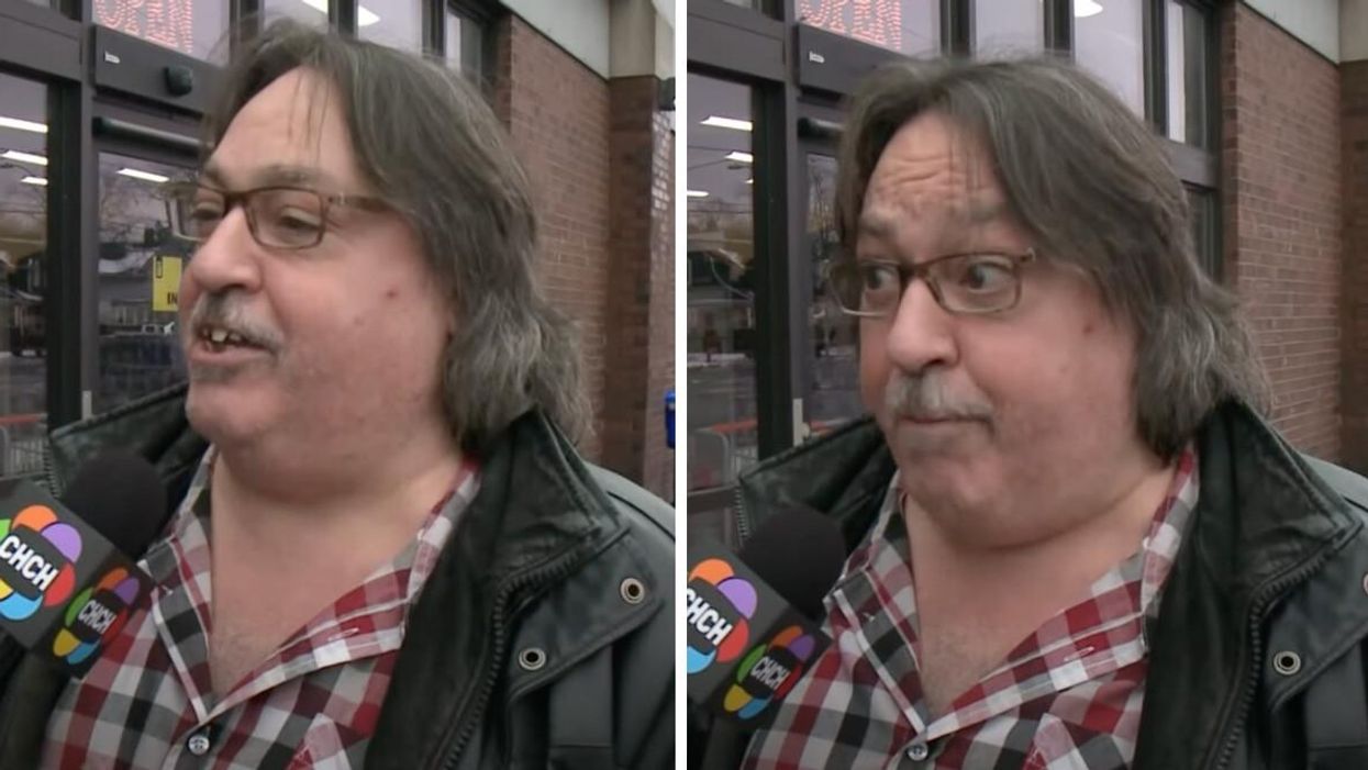 Man being interviewed by CHCH in St. Catharines.
