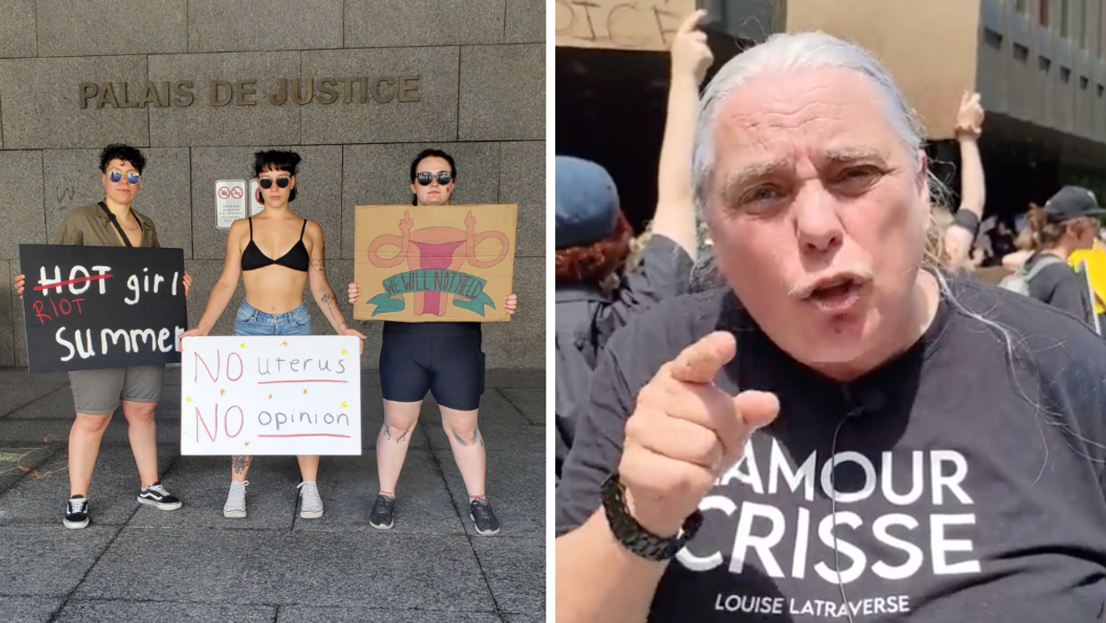 Manifestation pour le droit à l'avortement à Montréal.