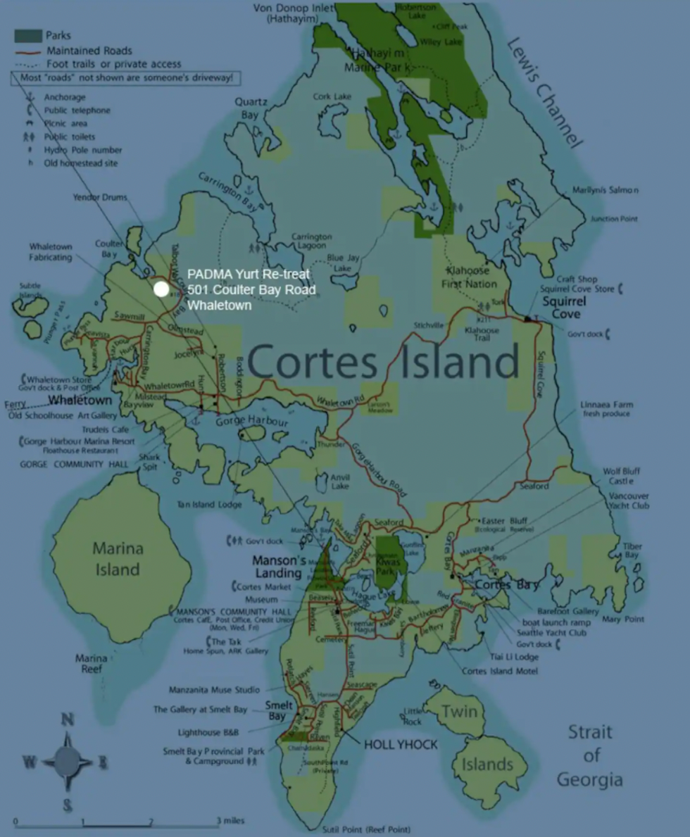 Map of Cortes Island.