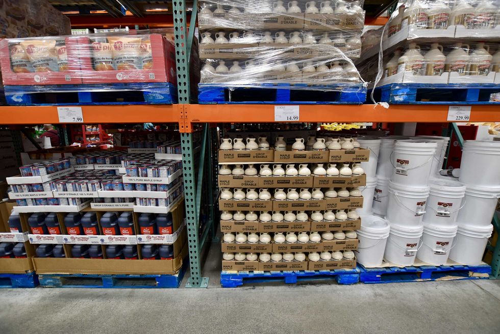 Maple syrup at Costco Business Centre in small, medium and giant sizes.