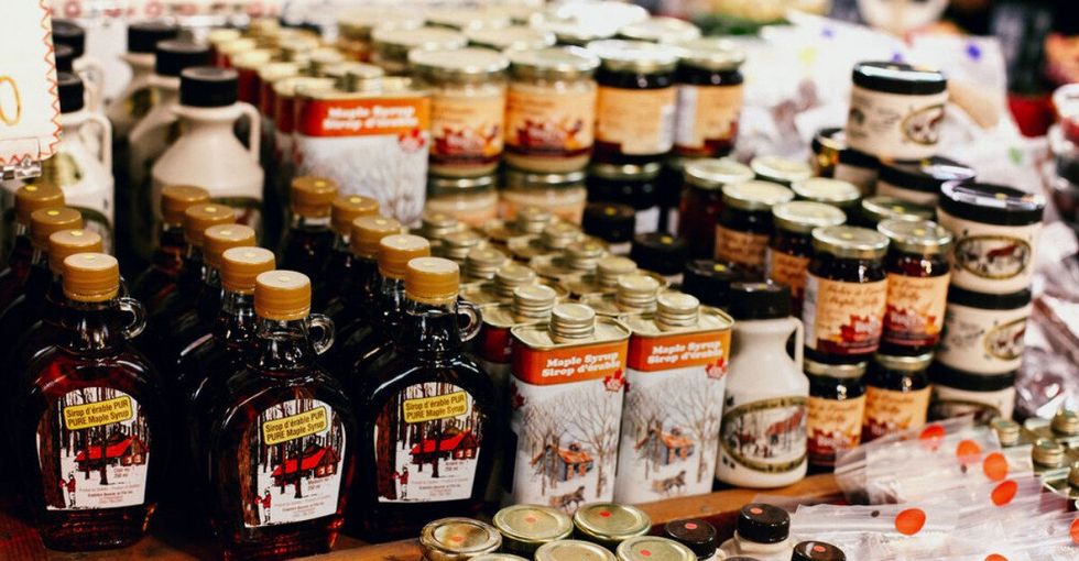 Maple syrup on display in Quebec.