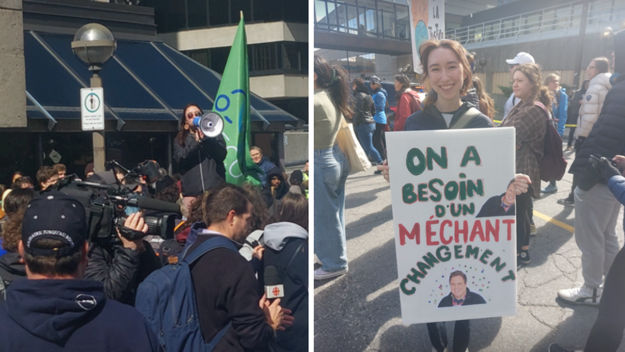Marche mondiale pour la justice climatique à Gatineau. Droite : Eliane Pageau, manifestante.
