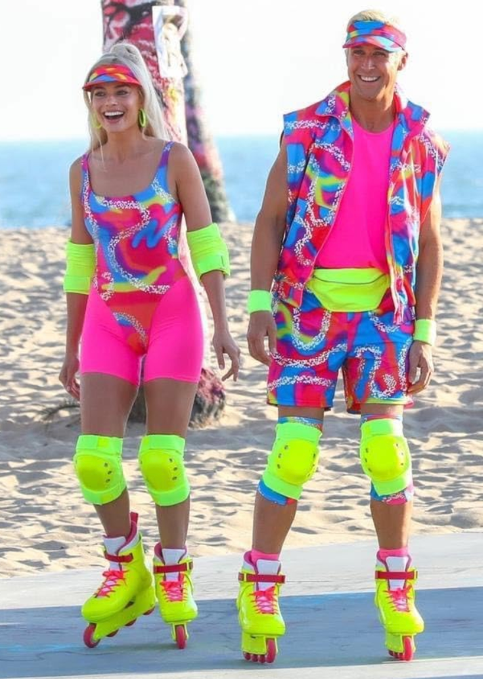 Margot Robbie as Barbie and Ryan Gosling as Ken in the 2023 Barbie film.