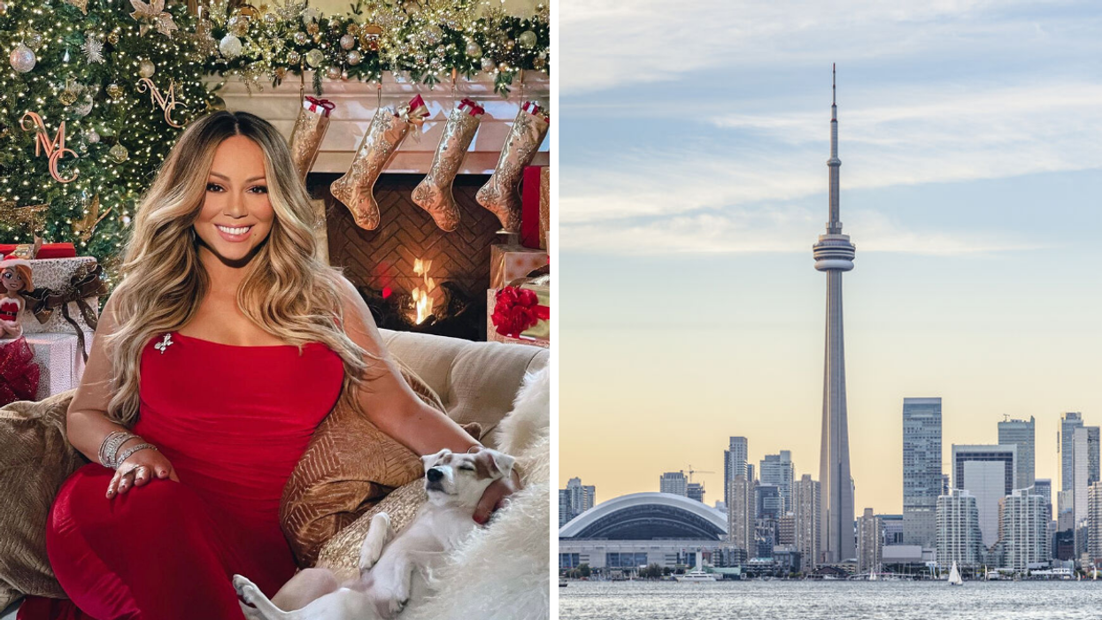 Mariah Carey. Right: CN Tower.