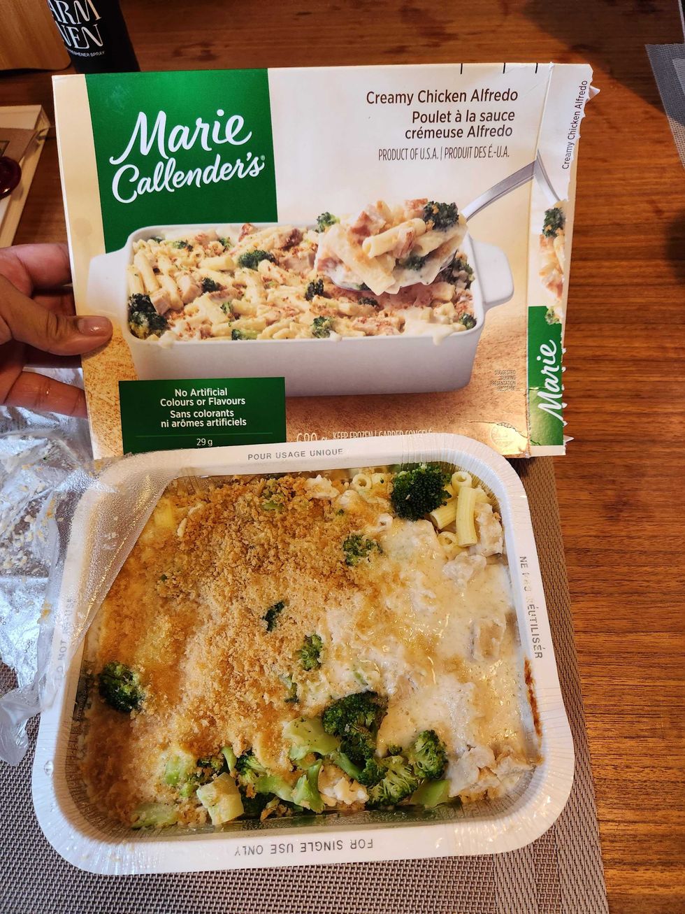Marie Callender's Creamy Chicken Alfredo, $10.99 for 680 grams.