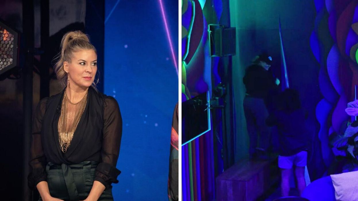 Marie-Christine Lavoie de Big Brother Célébrités. Droite : La salle secrète dans Big Brother Célébrités 3.
