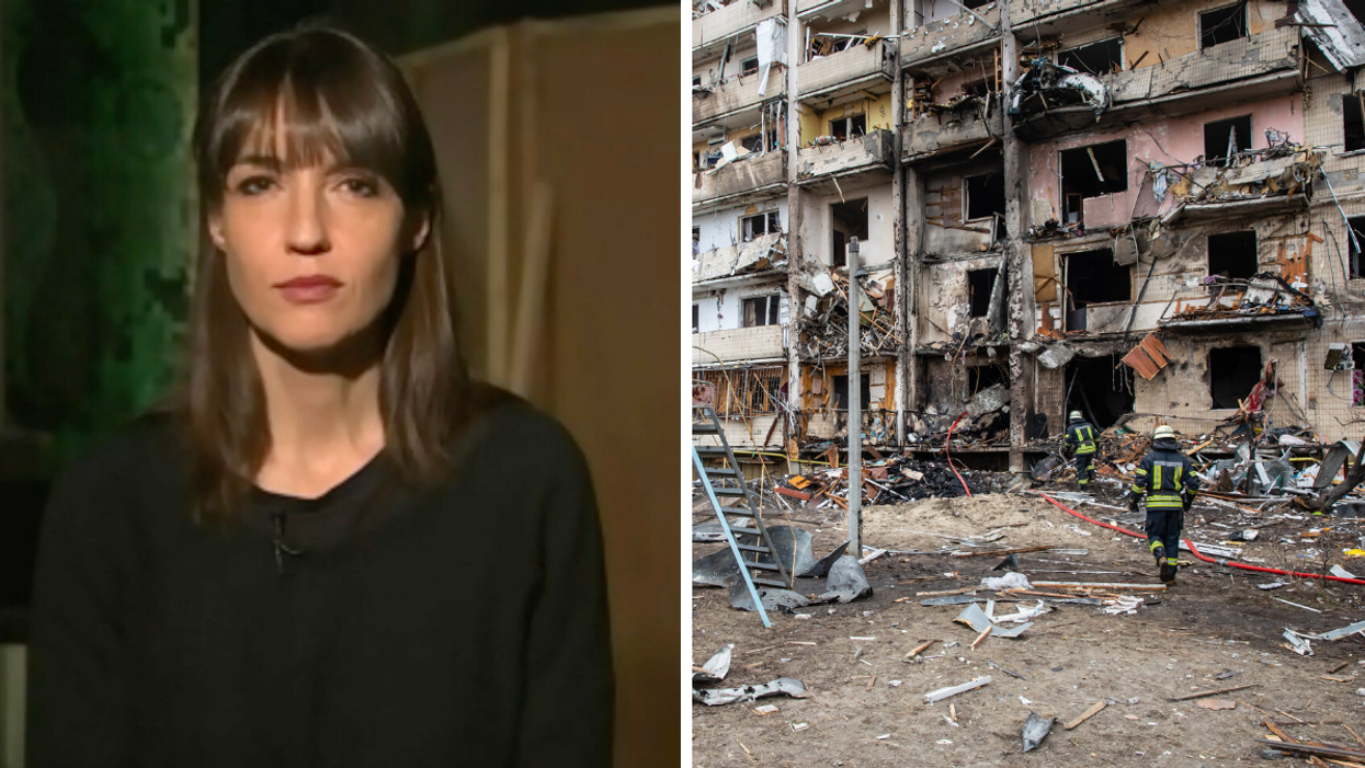 Marie-Ève Bédard. Droite : Conflit en Ukraine.