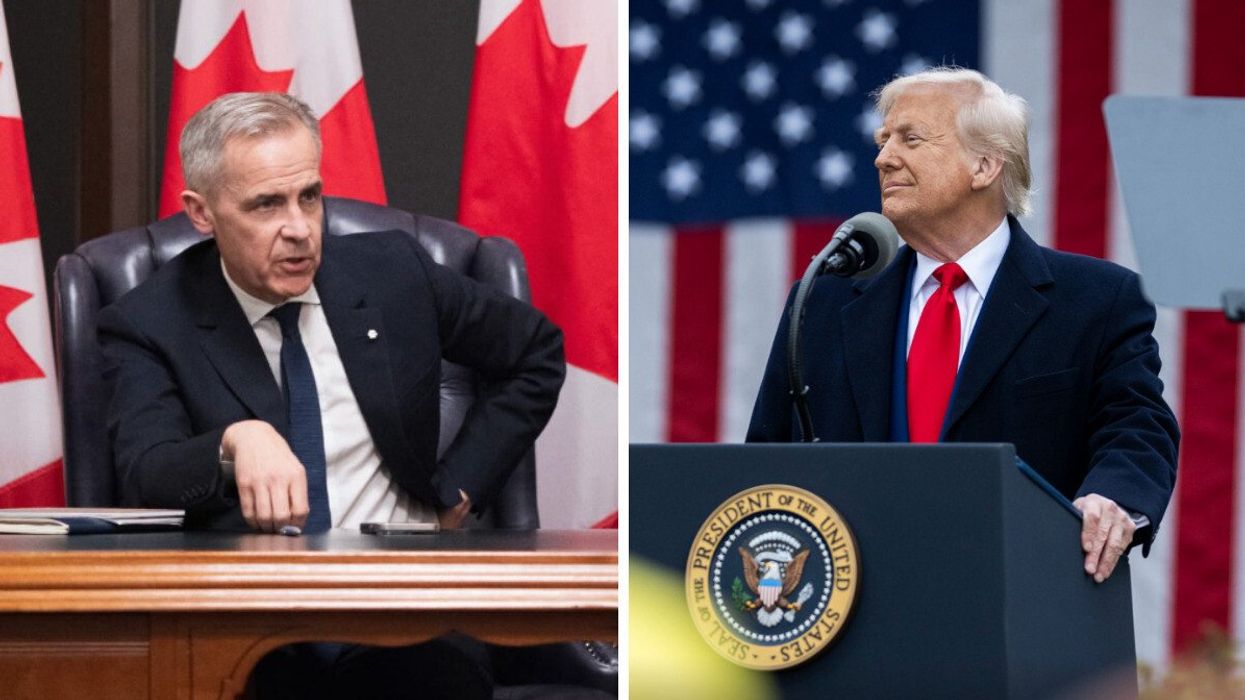 Mark Carney. Droite : Donald Trump.