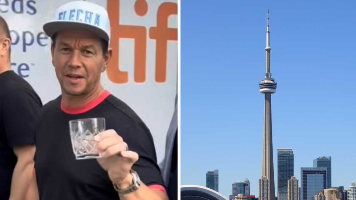 Mark Wahlberg. Right: CN Tower.