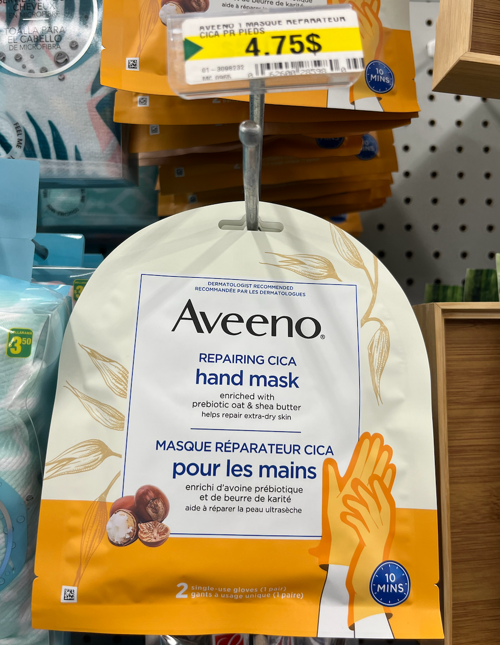 Masque r\u00e9parateur CICA pour les mains d'Aveeno au Dollarama.