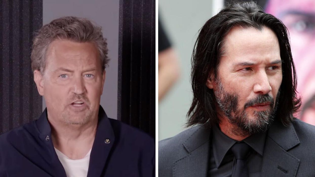 Matthew Perry. Right: Keanu Reeves.