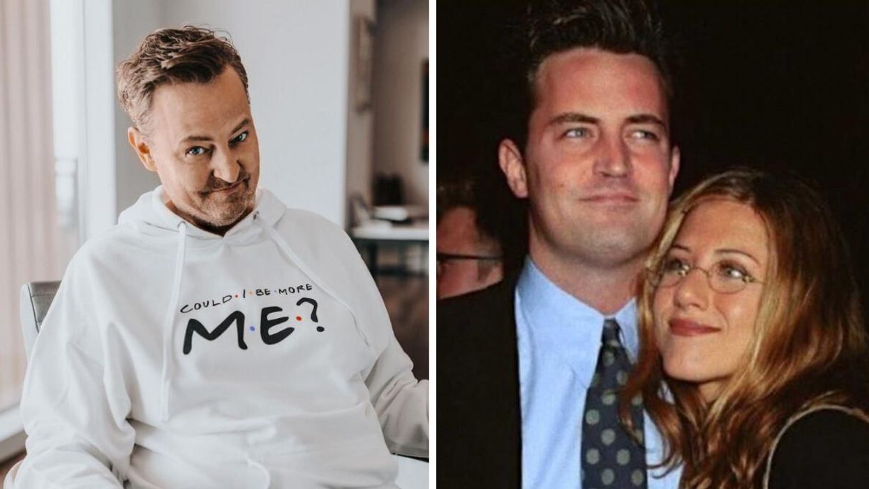Matthew Perry. Right: Matthew Perry and Jennifer Aniston.