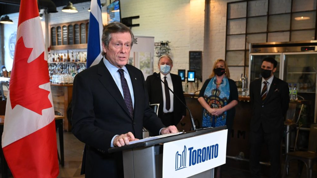 Mayor John Tory making an announcement.