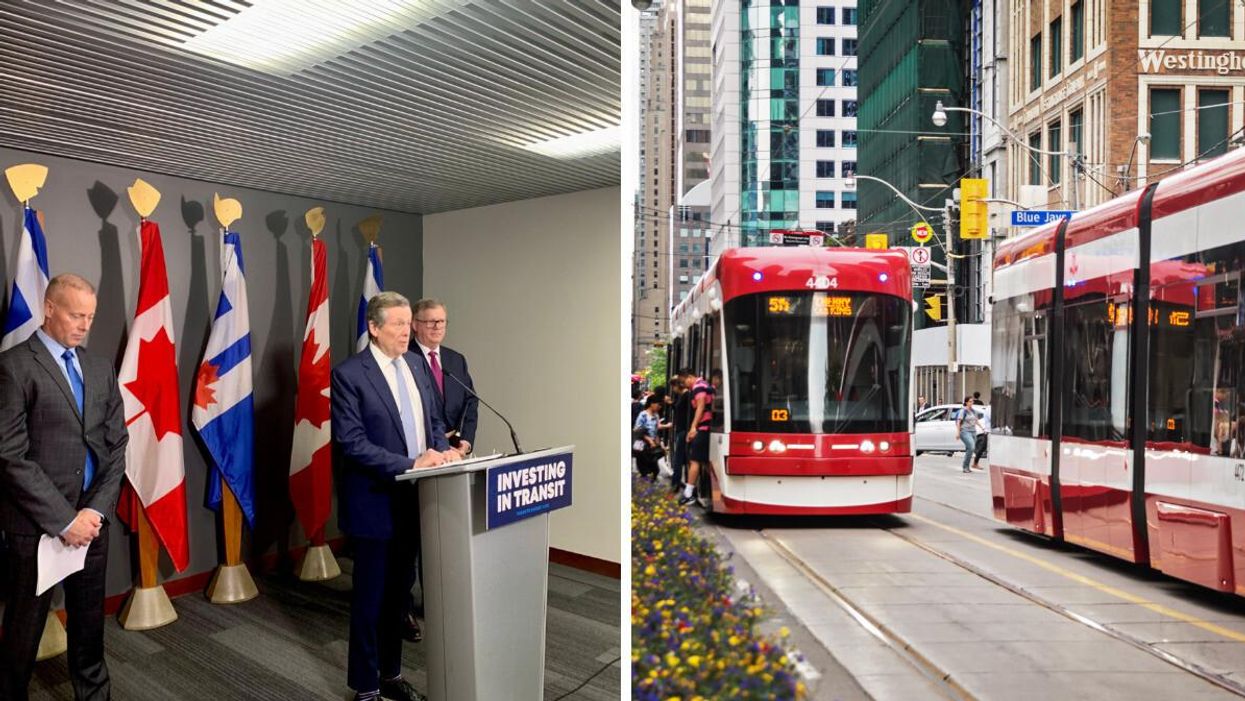 Mayor John Tory. Right: TTC Streetcars in Toronto.
