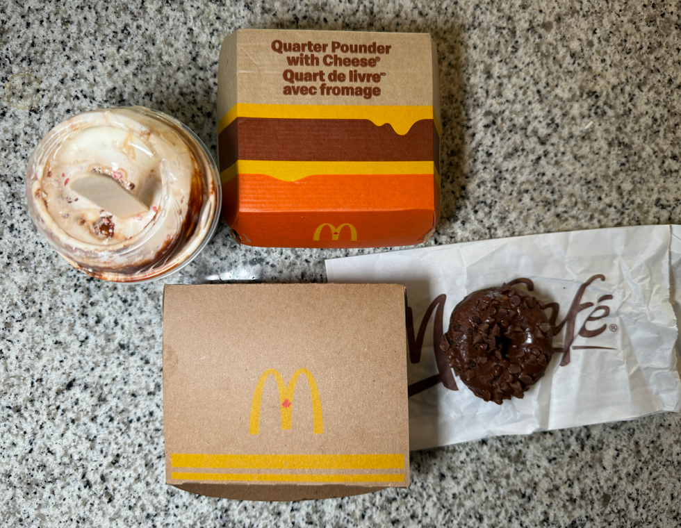 McDonald's Candy Cane Fudge McFlurry, Herb & Garlic Seasoned Fries, Triple Chocolate Donut and Maple BBQ & Bacon Quarter Pounder