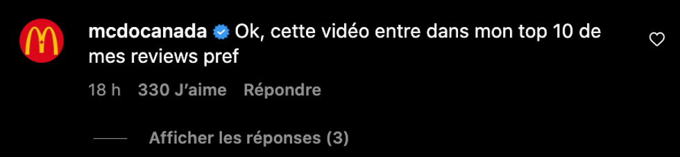 McDonald's commente la vid\u00e9o d'Arnaud Soly.