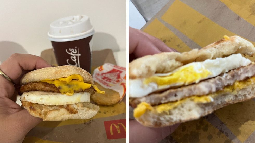McDonald's : Sandwich d\u00e9jeuner Saucisse McMuffin avec oeuf.
