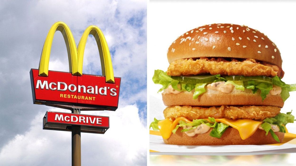 McDonald's sign. Right: McDonald's Chicken Big Mac