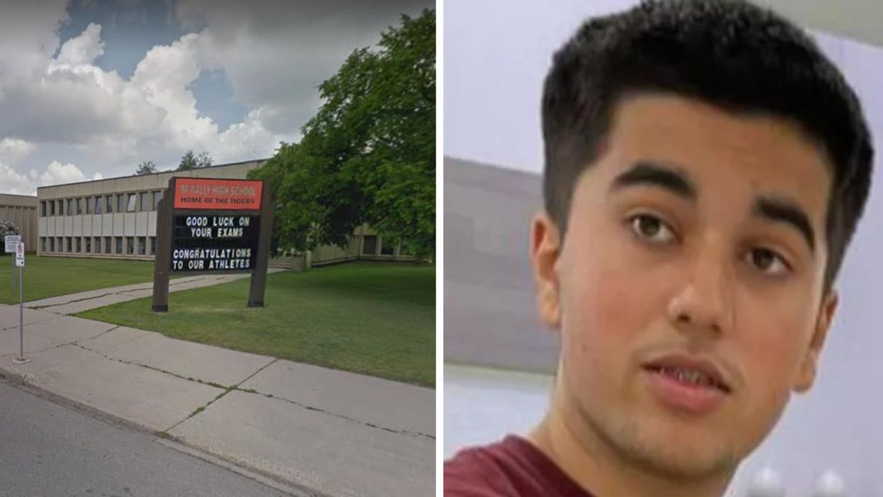 McNally High School in Edmonton. Right: Karanveer Sahota.