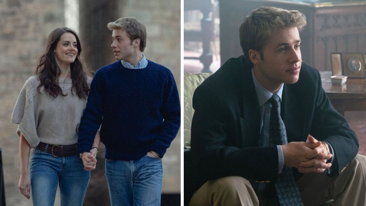 Meg Bellamy as Kate Middleton and Ed McVey as Prince William in The Crown's sixth season.