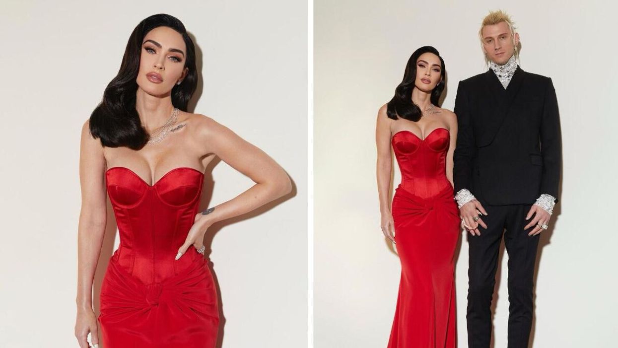 Megan Fox. Right: Megan Fox and Machine Gun Kelly.