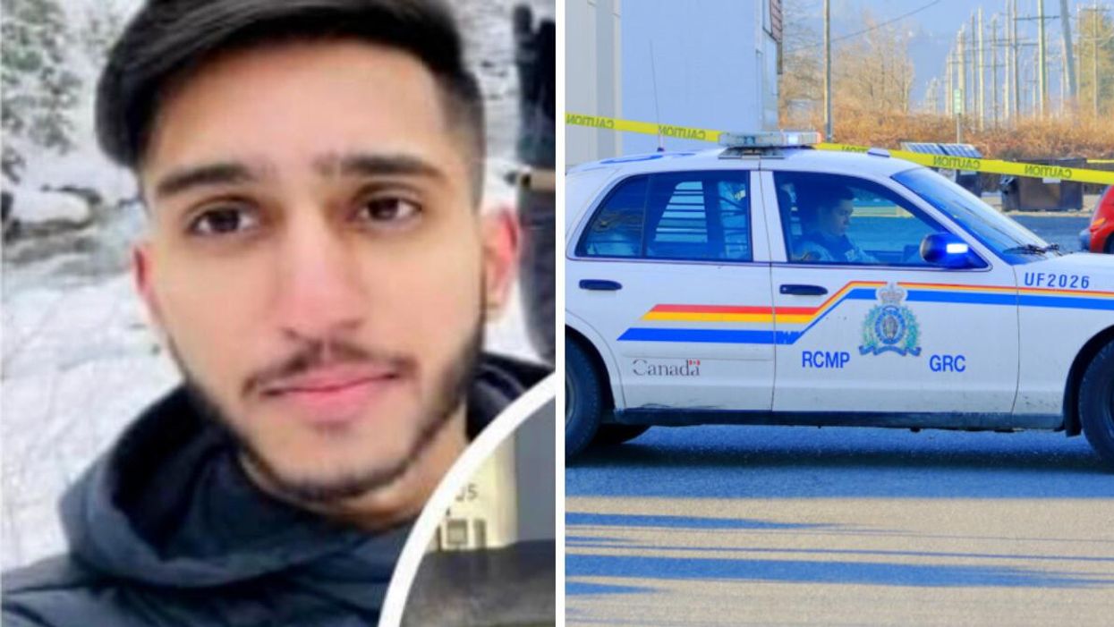 Mehakpreet Sethi. Right: RCMP car.
