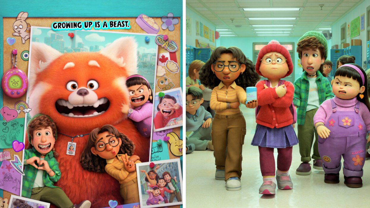 Mei and her girlfriends in Pixar's 'Turning Red', set in early 2000s Toronto Canada.