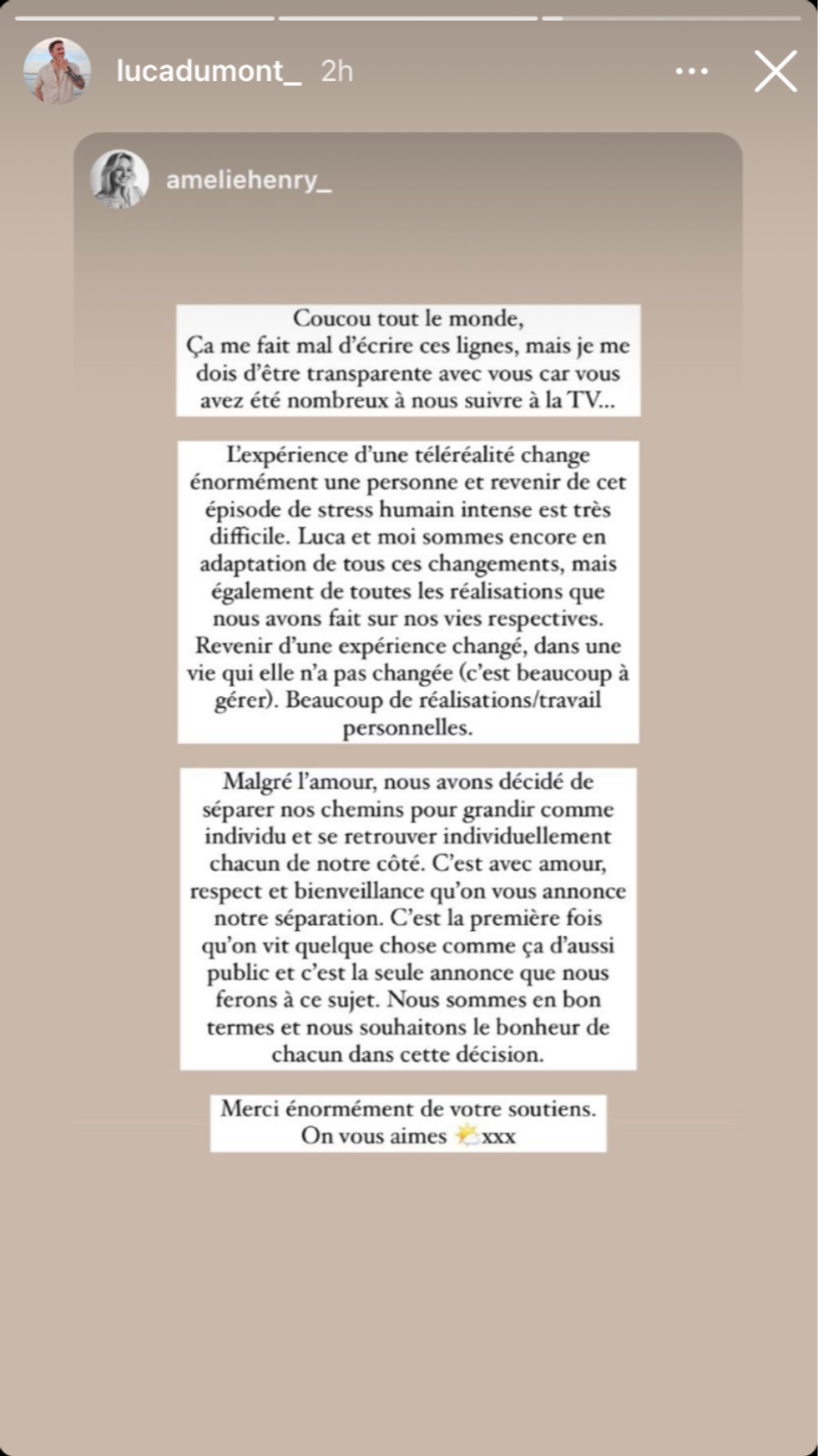 Message d'Am\u00e9lie d'OD.