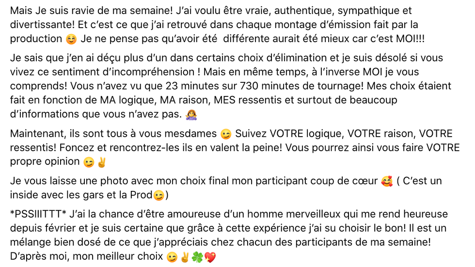 Message de Marie-Mich\u00e8le de 5 gars pour moi.