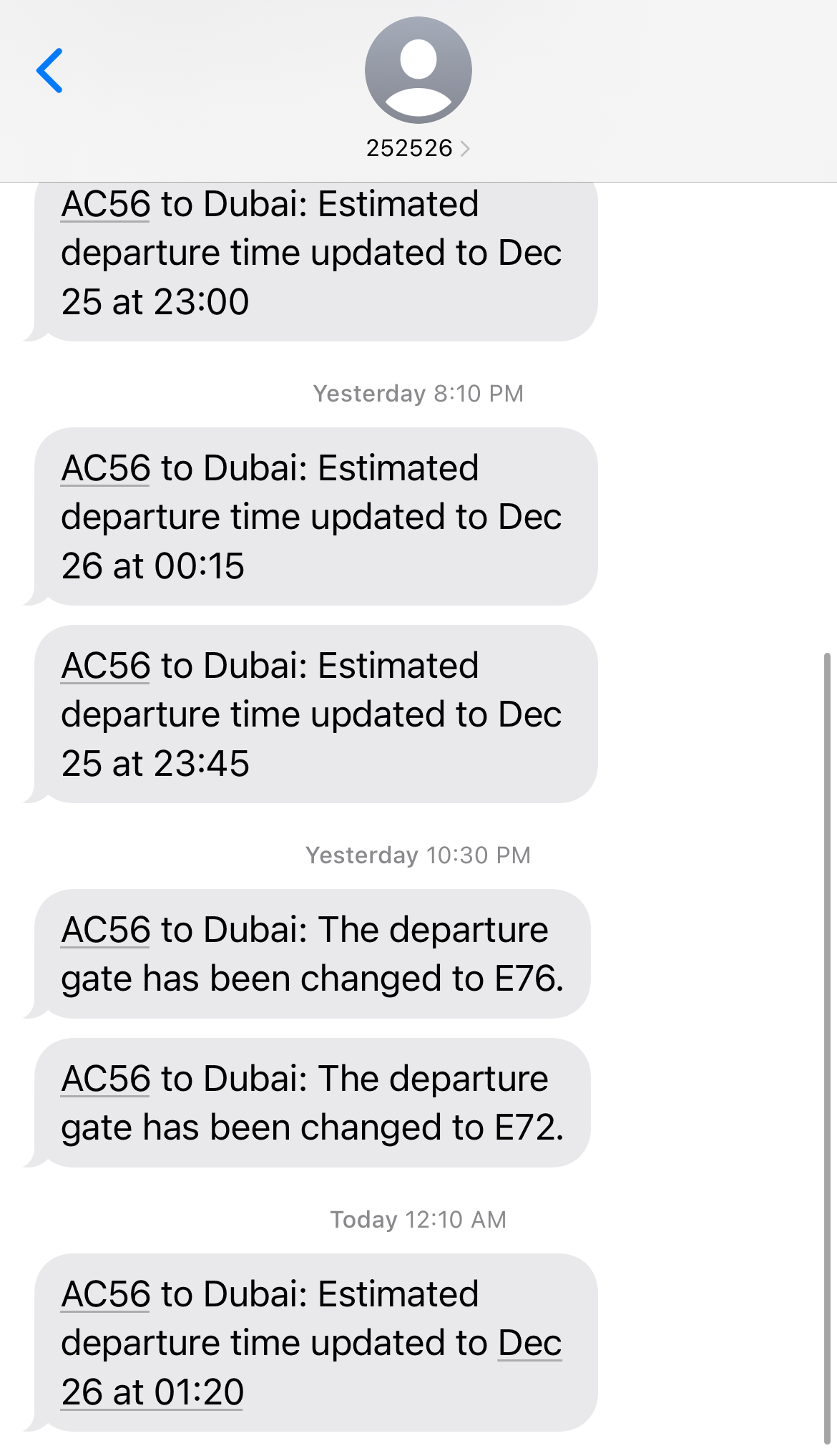 Messages from Air Canada.