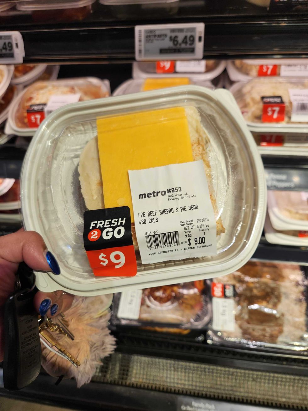 Metro's Fresh 2 Go Beef Shepherd's Pie, 360 grams for $9.00.