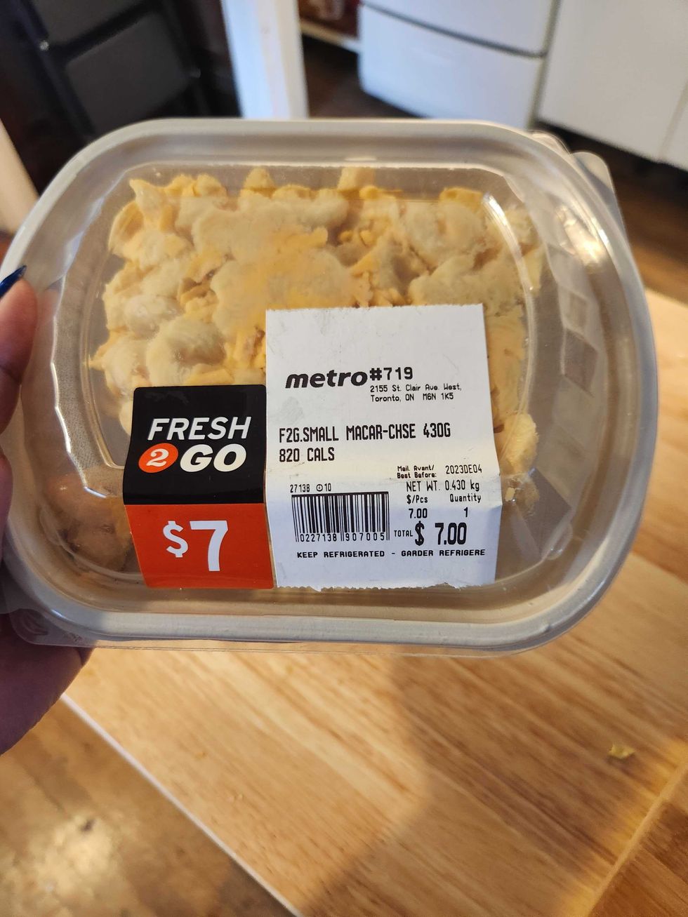 Metro's Fresh 2 Go Small Macaroni Cheese, 430 grams for $7.00.