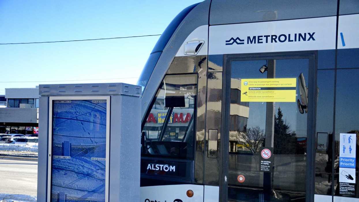 metrolinx sign on lrt train in toronto