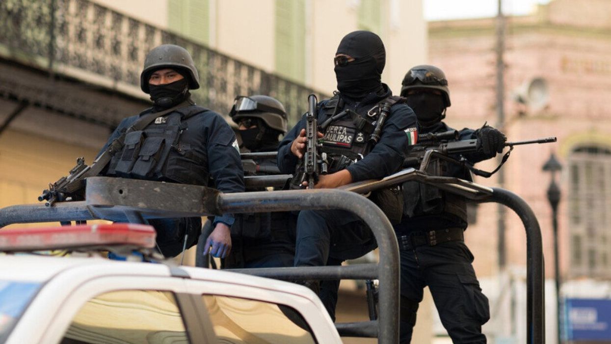 Mexican armed forces are shown in Matamoros, Tamaulipas, Mexico.