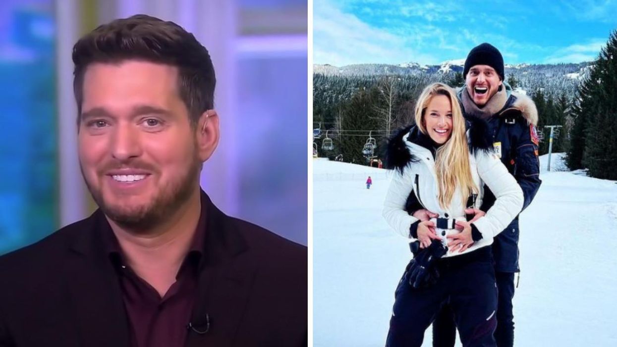 Michael Bublé. Right: Michael Bublé and Luisana Lopilato.
