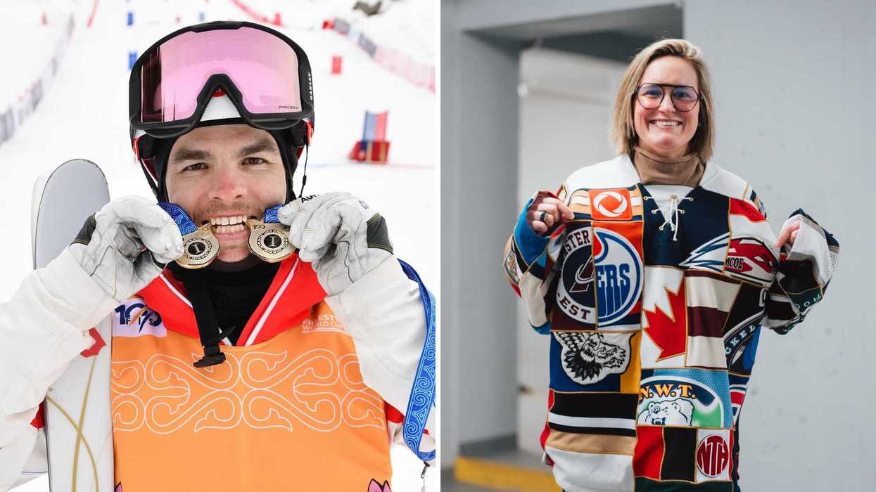 Mikael Kingsbury. Droite : Marie-Philip Poulin