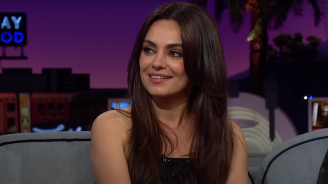 Mila Kunis while on The Late Late Show.
