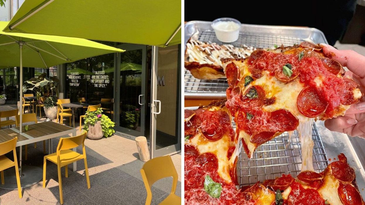 mildred's temple kitchen patio. right: renaissance pizza toronto slices