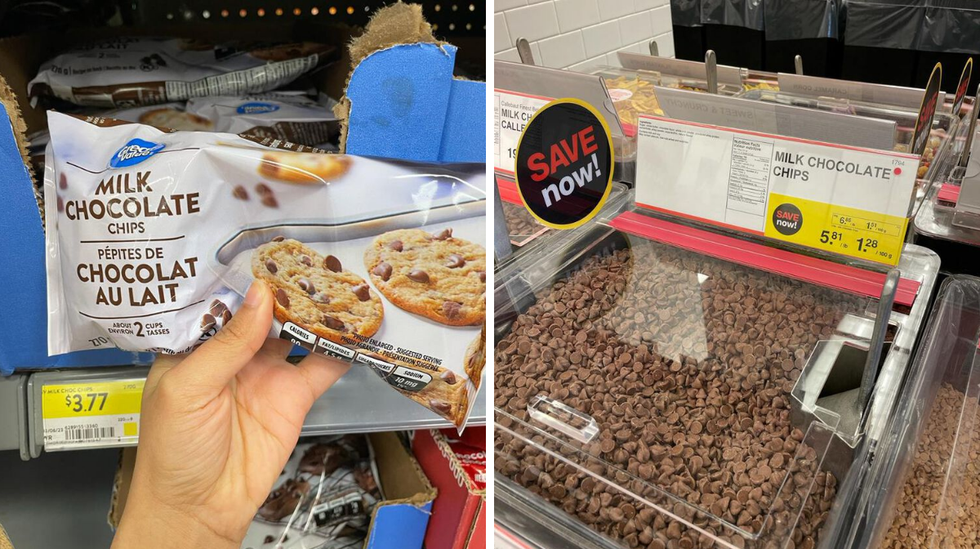 Milk chocolate chips from Walmart and Bulk Barn.