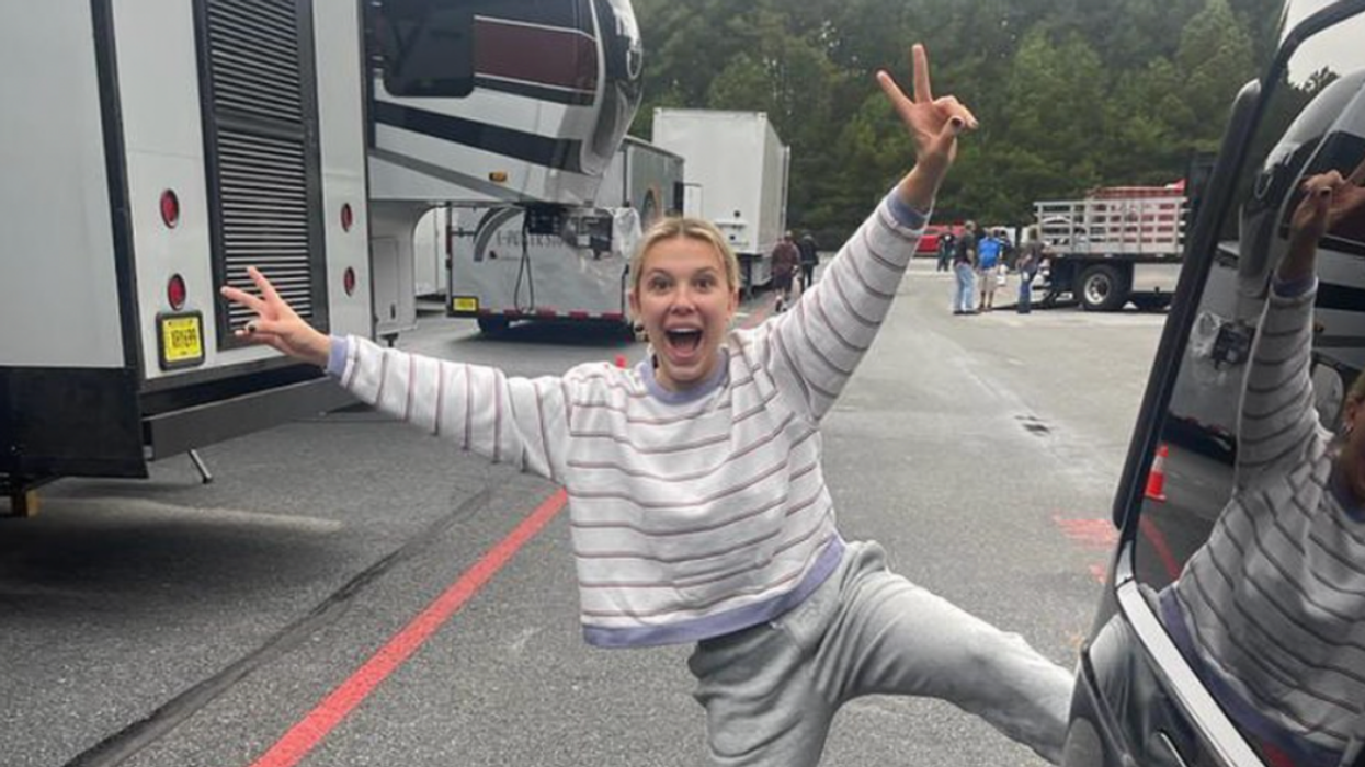 Millie Bobby Brown on set.
