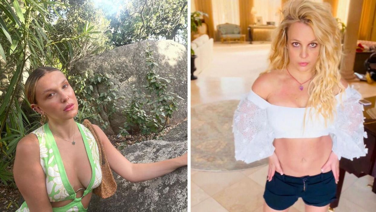 Millie Bobby Brown. Right: Britney Spears.