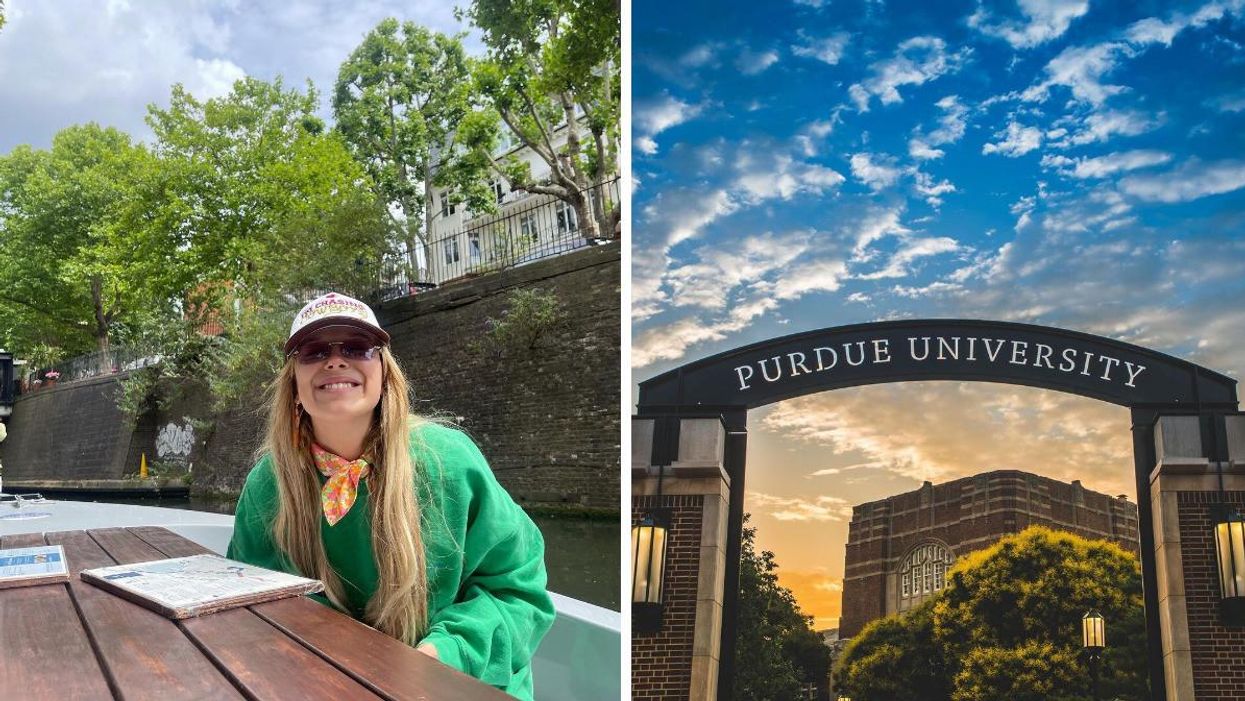 Millie Bobby Brown. Right: Purdue University.