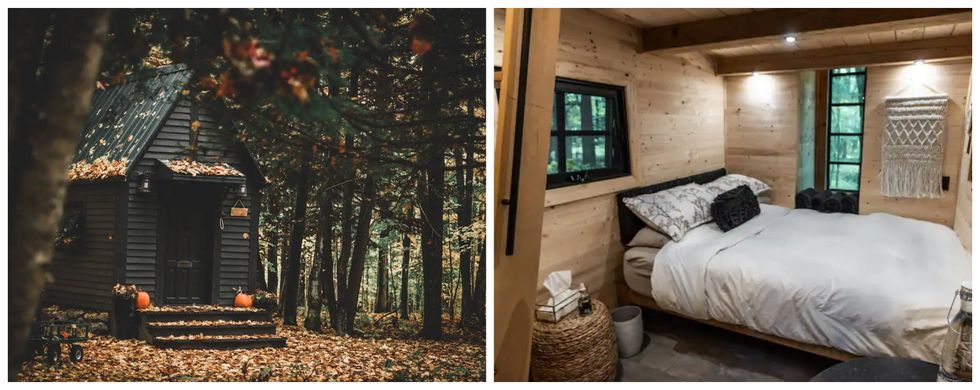 Mini chapelle \u00e0 louer en Estrie. Droite : La chambre de la mini chapelle.