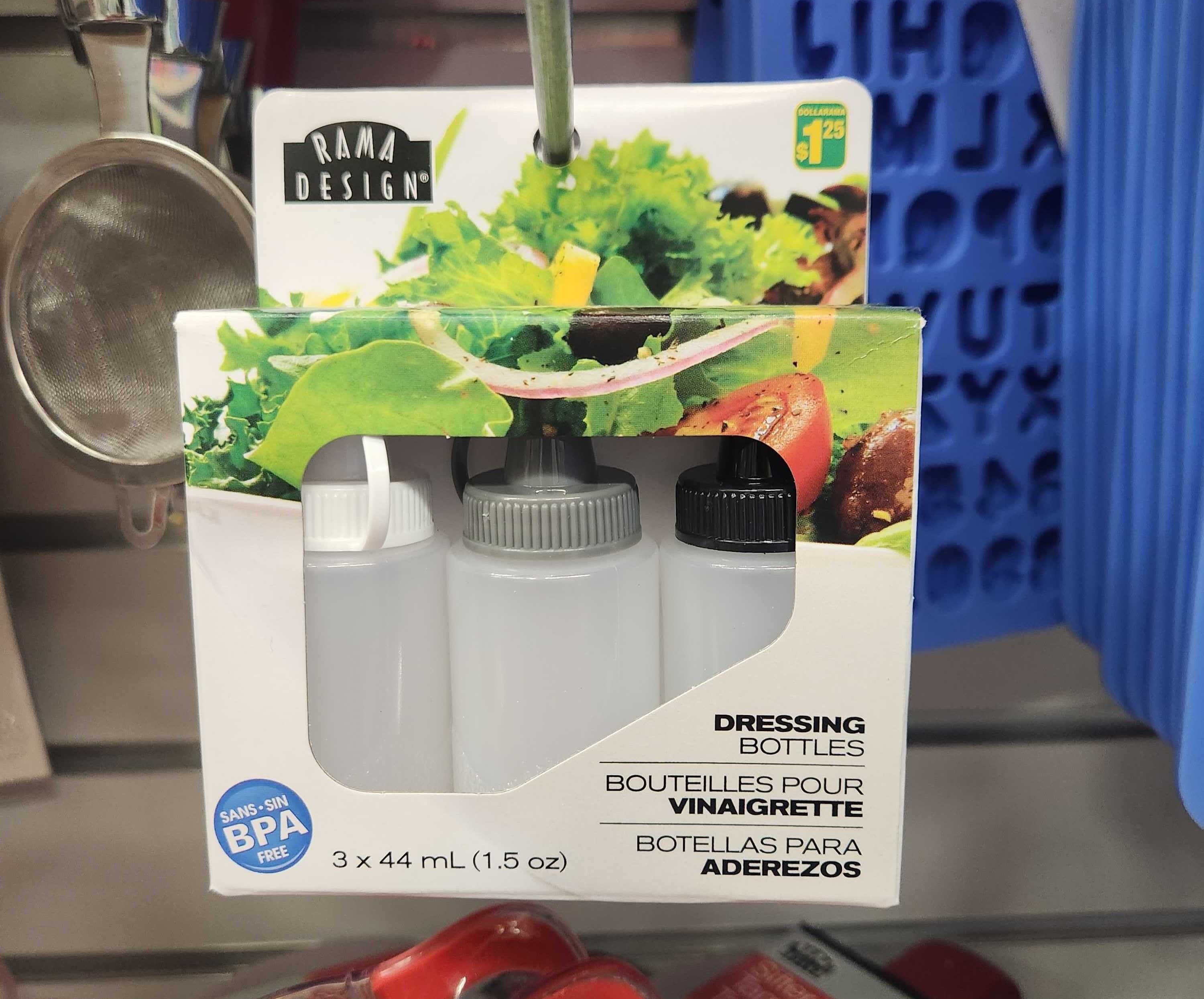 Mini dressing bottles.