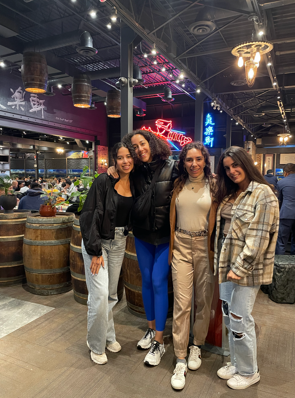 Mira and her friends at Fishman Lobster Clubhouse.