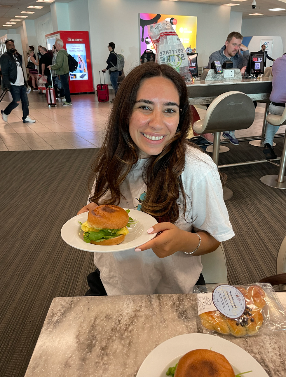 Mira at Heirloom Bakery Cafe at the airport.